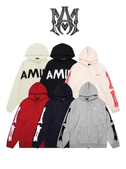 AMIRI LOGO HOODIE KNIT SWEATER – MULTIPLE DESIGNS– 1:1 HIGH END