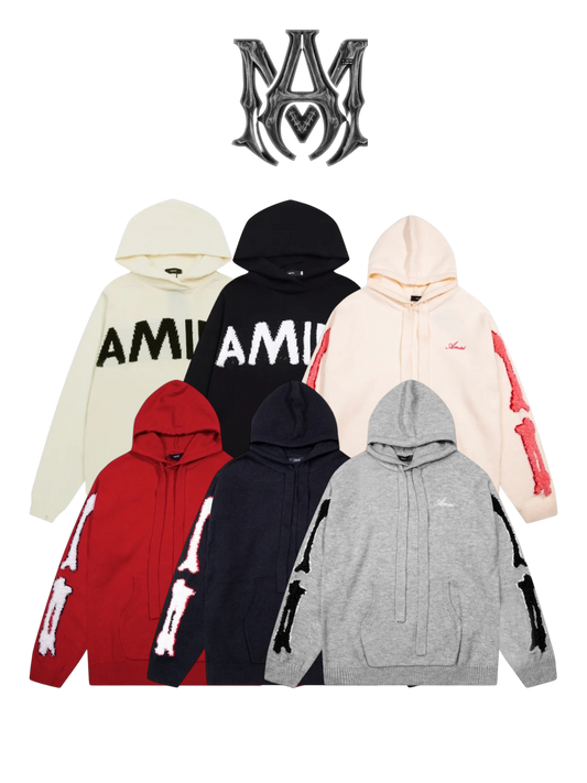 AMIRI LOGO HOODIE KNIT SWEATER – MULTIPLE DESIGNS– 1:1 HIGH END