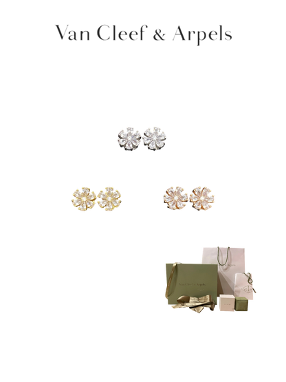 VAN CLEEF & ARPELS DAISY EARRINGS – FULL SET – 1:1 HIGH END