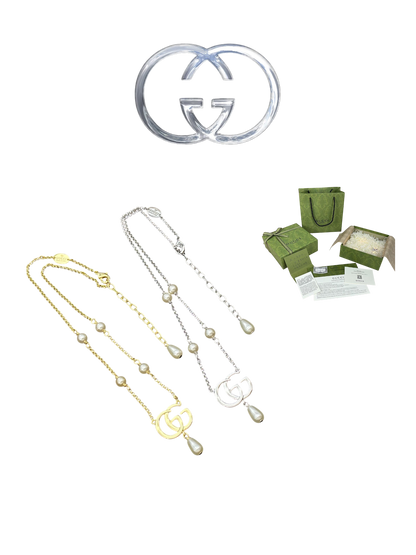 GUCCI DOUBLE G PEARL NECKLACE – FULL SET – 1:1 HIGH END