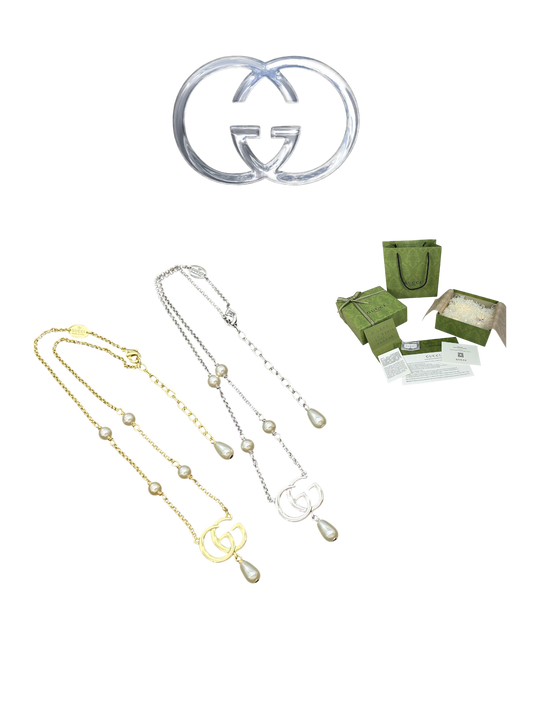 GUCCI DOUBLE G PEARL NECKLACE – FULL SET – 1:1 HIGH END