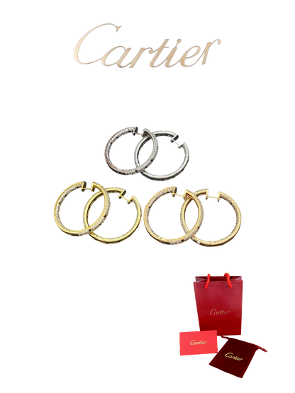 CARTIER PANTHÈRE DIAMOND HOOP EARRINGS – FULL SET – 1:1 HIGH END
