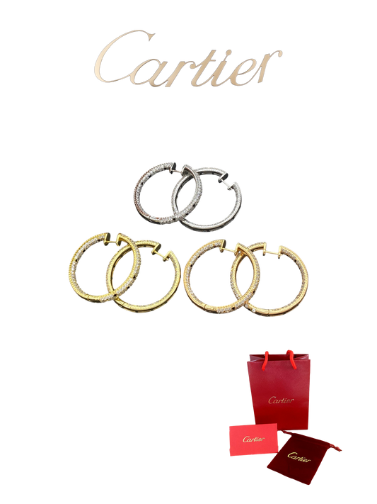 CARTIER PANTHÈRE DIAMOND HOOP EARRINGS – FULL SET – 1:1 HIGH END