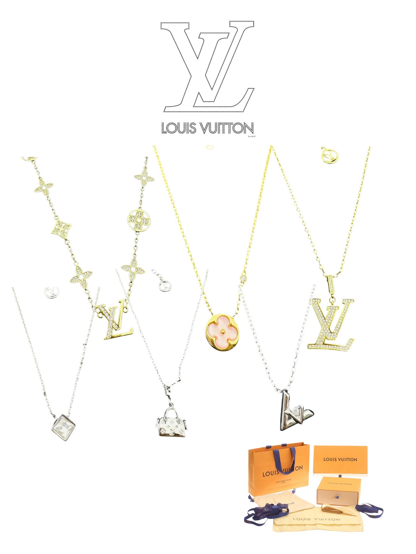 LOUIS VUITTON MONOGRAM CHARMS NECKLACE – FULL SET – 1:1 HIGH END