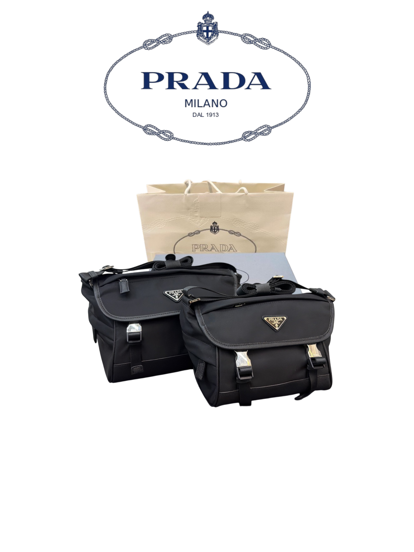PRADA RE-NYLON MESSENGER BAG 21CM & 26CM – FULL SET – 1:1 HIGH END