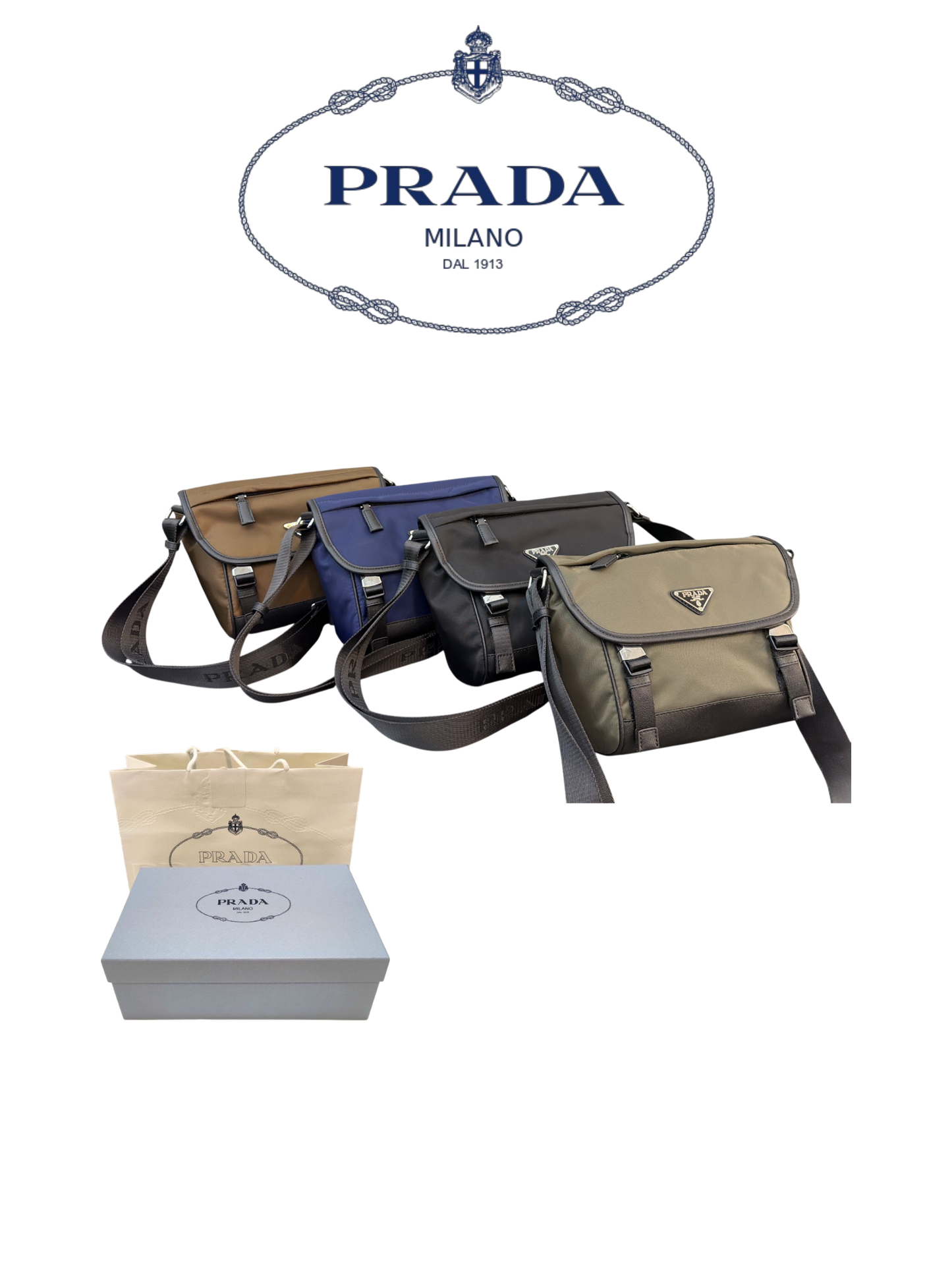 PRADA RE-NYLON SAFFIANO LEATHER SHOULDER BAG – FULL SET – 1:1 HIGH END