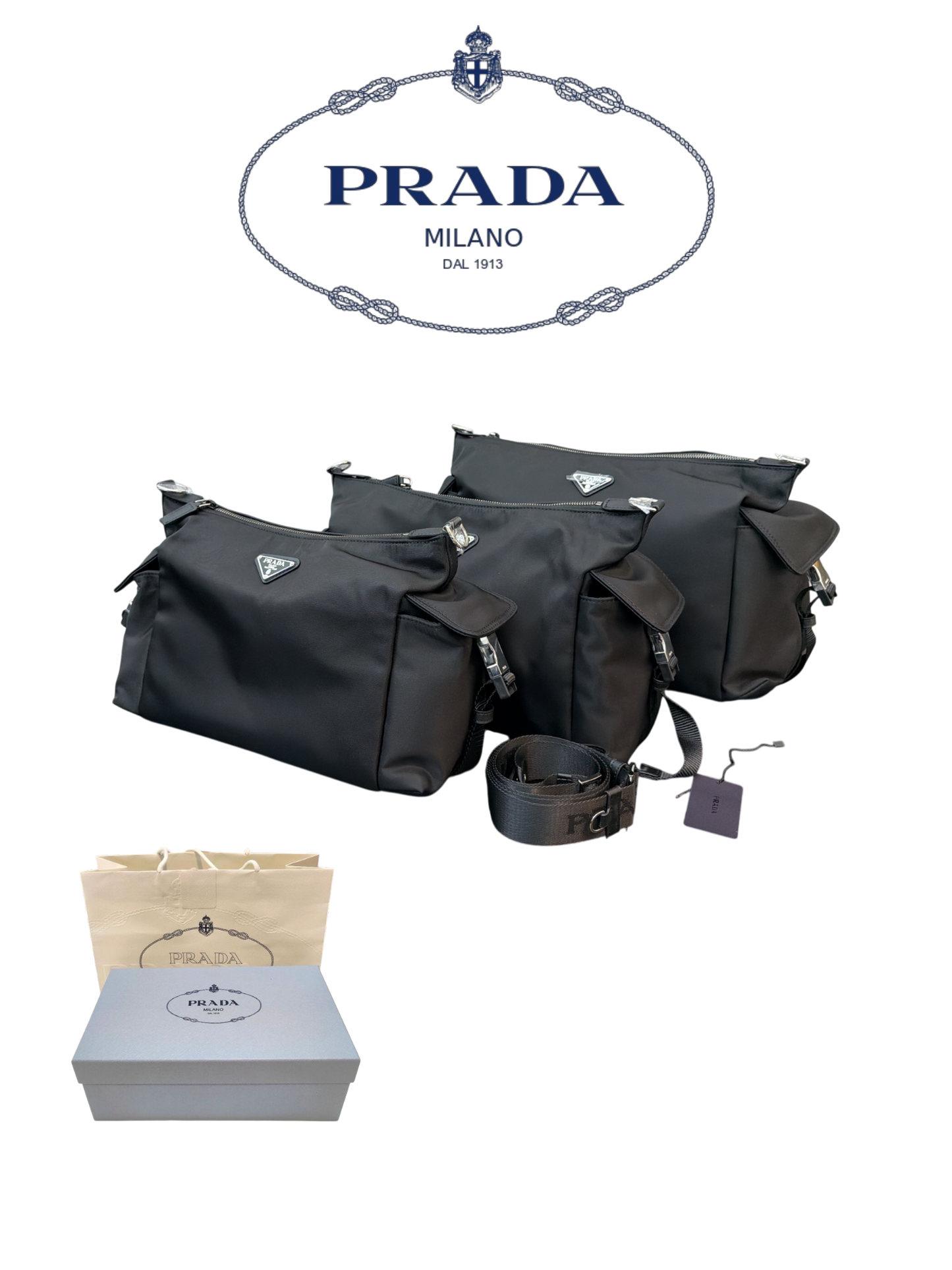 PRADA RE-NYLON BOSTON BAG 35CM/37CM/42CM – FULL SET – 1:1 HIGH END