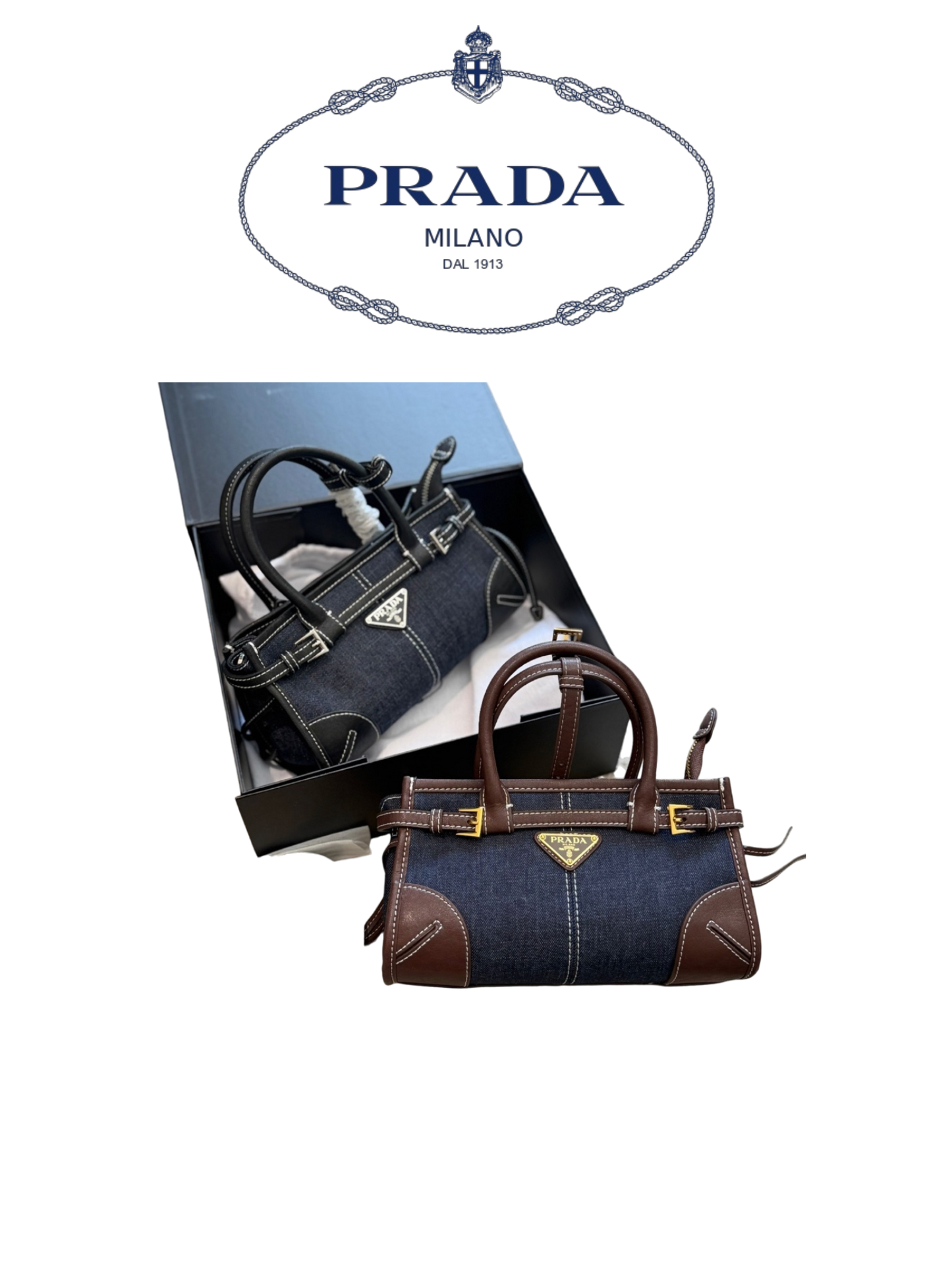 PRADA BONNIE DENIM HANDBAG – FULL SET – 1:1 HIGH END