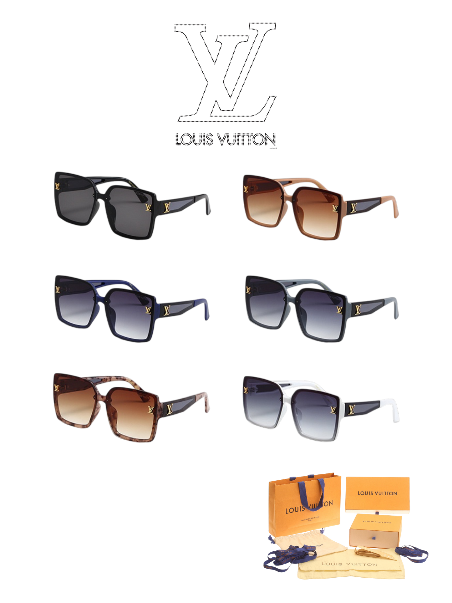 LOUIS VUITTON OVERSIZED LV SQUARE SUNGLASSES – FULL SET – 1:1 HIGH END