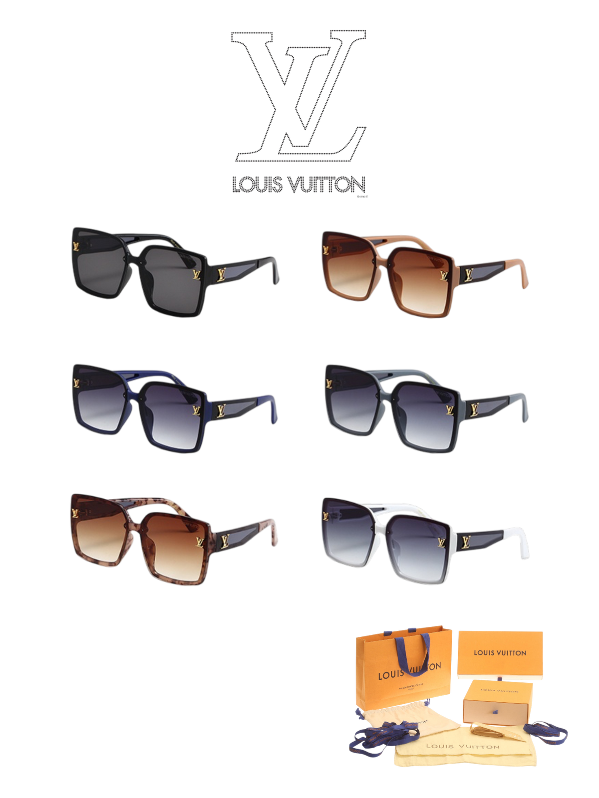 LOUIS VUITTON OVERSIZED LV SQUARE SUNGLASSES – FULL SET – 1:1 HIGH END