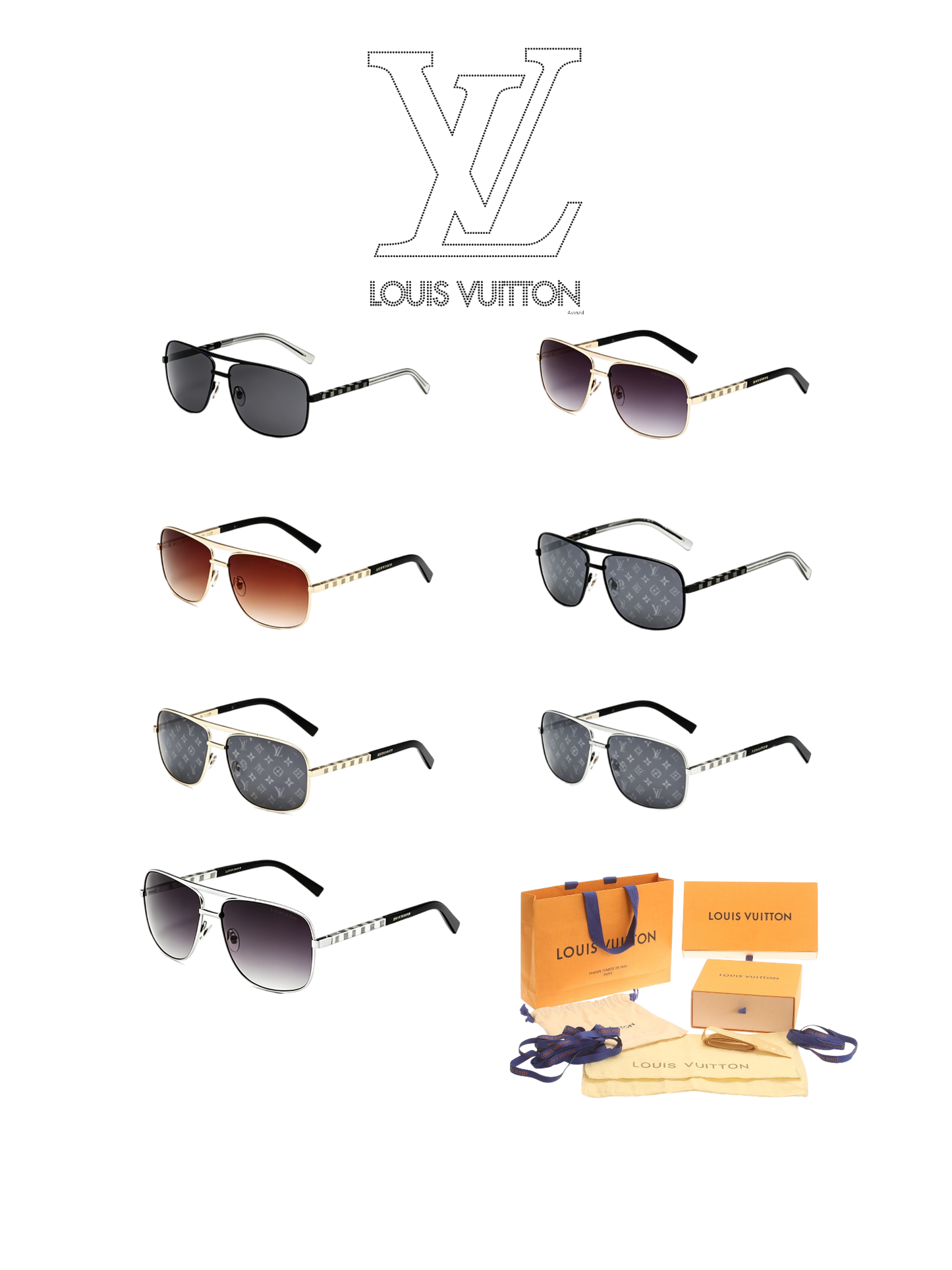 LOUIS VUITTON AVIATOR SUNGLASSES – FULL SET – 1:1 HIGH END