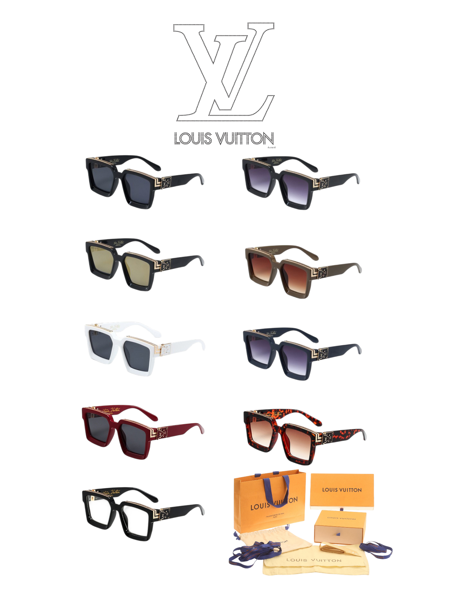 LOUIS VUITTON OVERSIZED SQUARE SUNGLASSES – FULL SET – 1:1 HIGH END