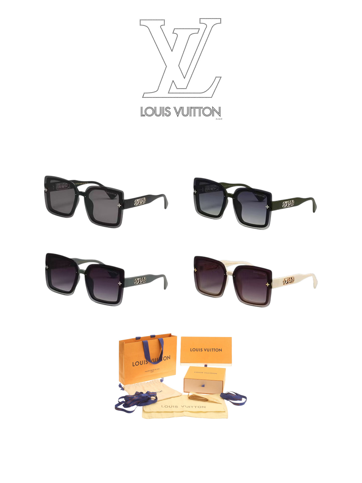 LOUIS VUITTON LV AURA SQUARE SUNGLASSES – FULL SET – 1:1 HIGH END