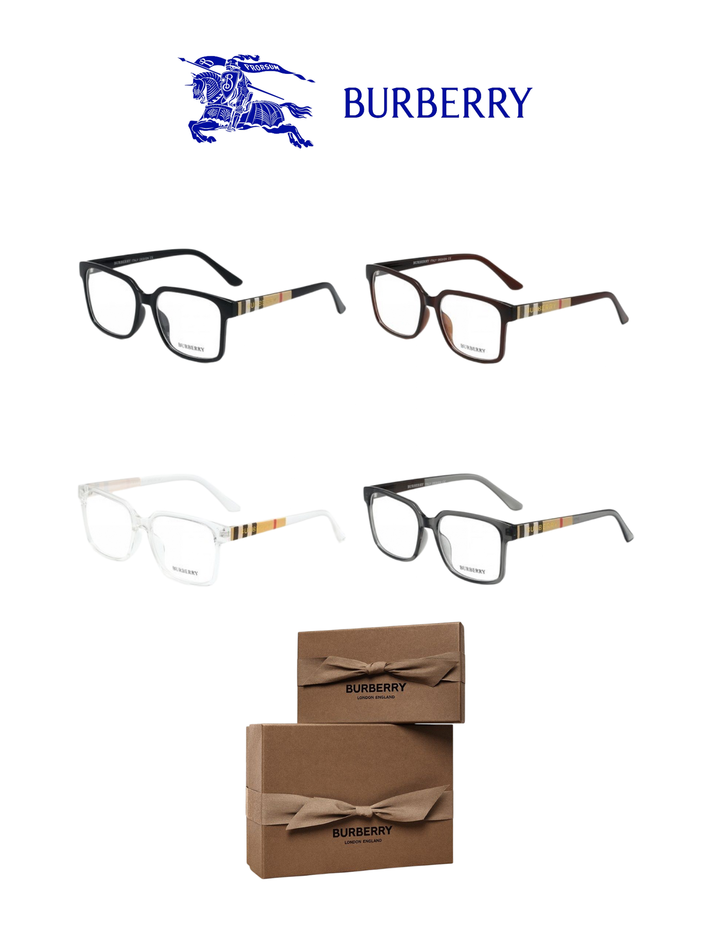 BURBERRY NOVA CHECK OPTICAL GLASSES – FULL SET – 1:1 HIGH END