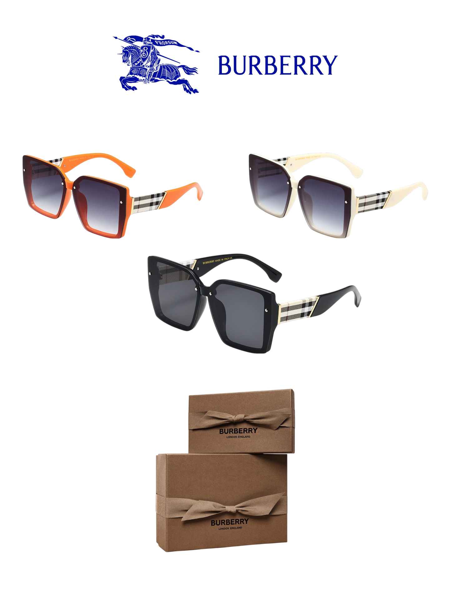 BURBERRY NOVA CHECK SUNGLASSES – FULL SET – 1:1 HIGH END