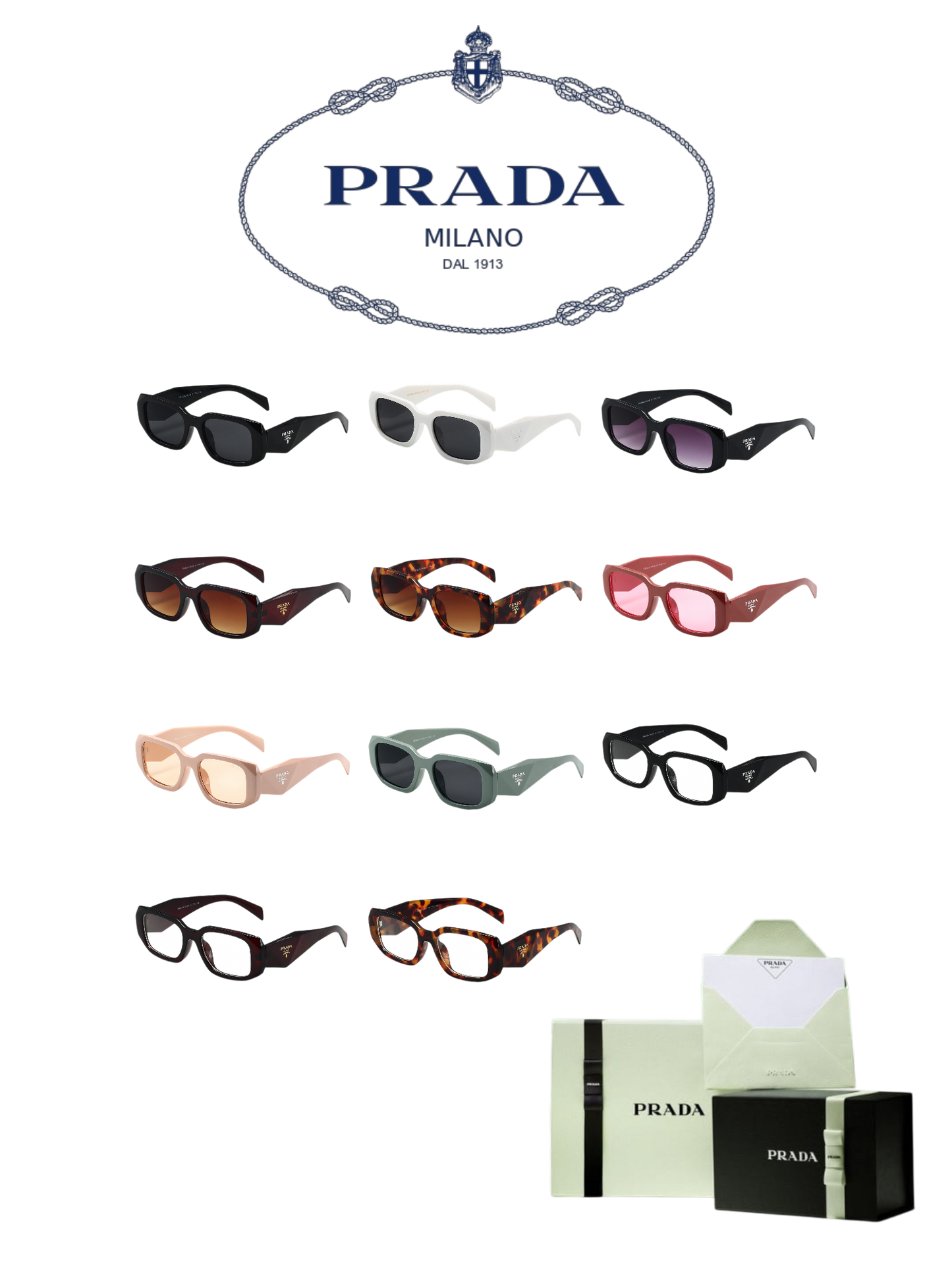PRADA GEOMETRIC SUNGLASSES – FULL SET – 1:1 HIGH END
