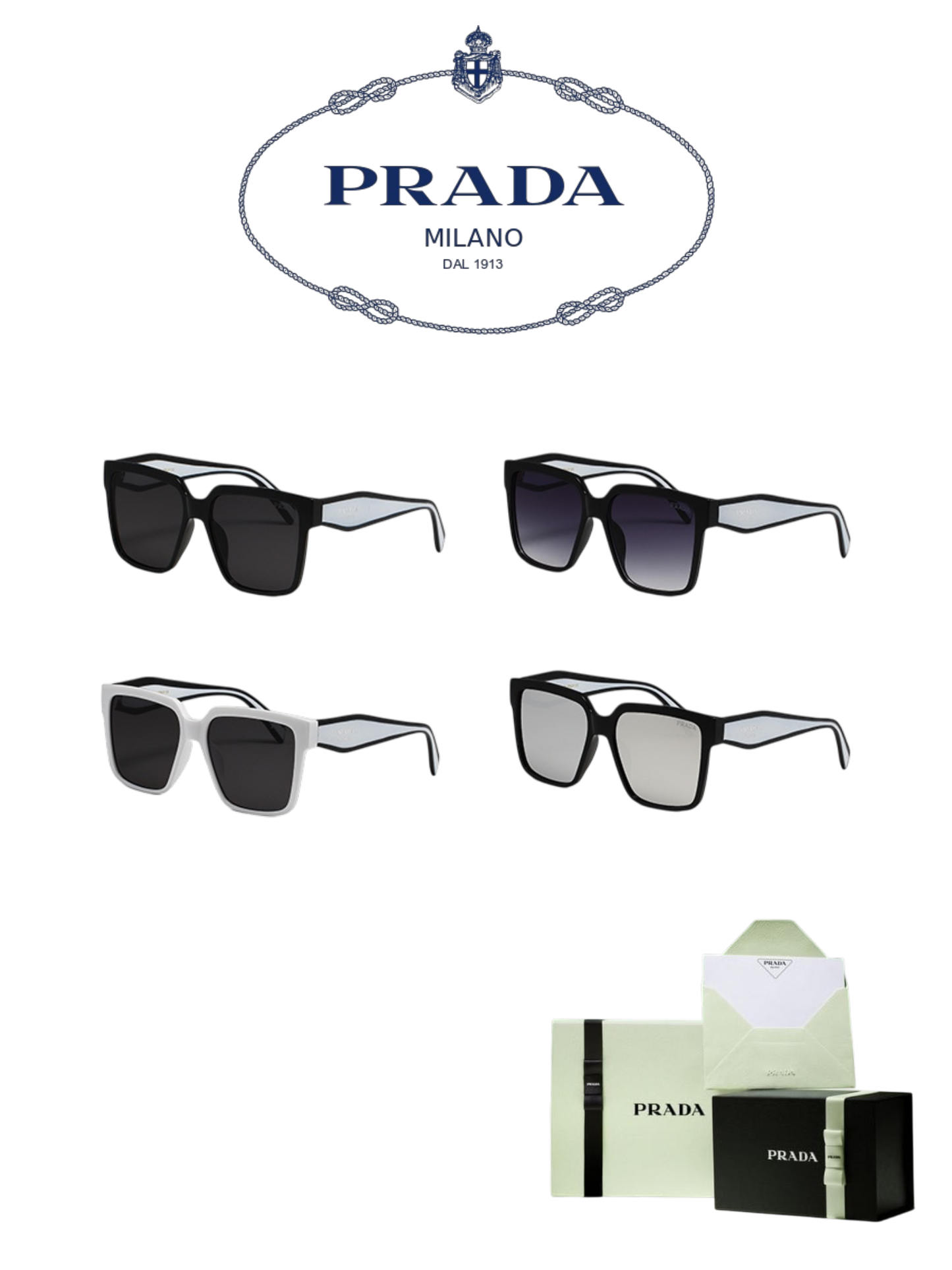 PRADA RECTANGULAR SUNGLASSES – FULL SET – 1:1 HIGH END