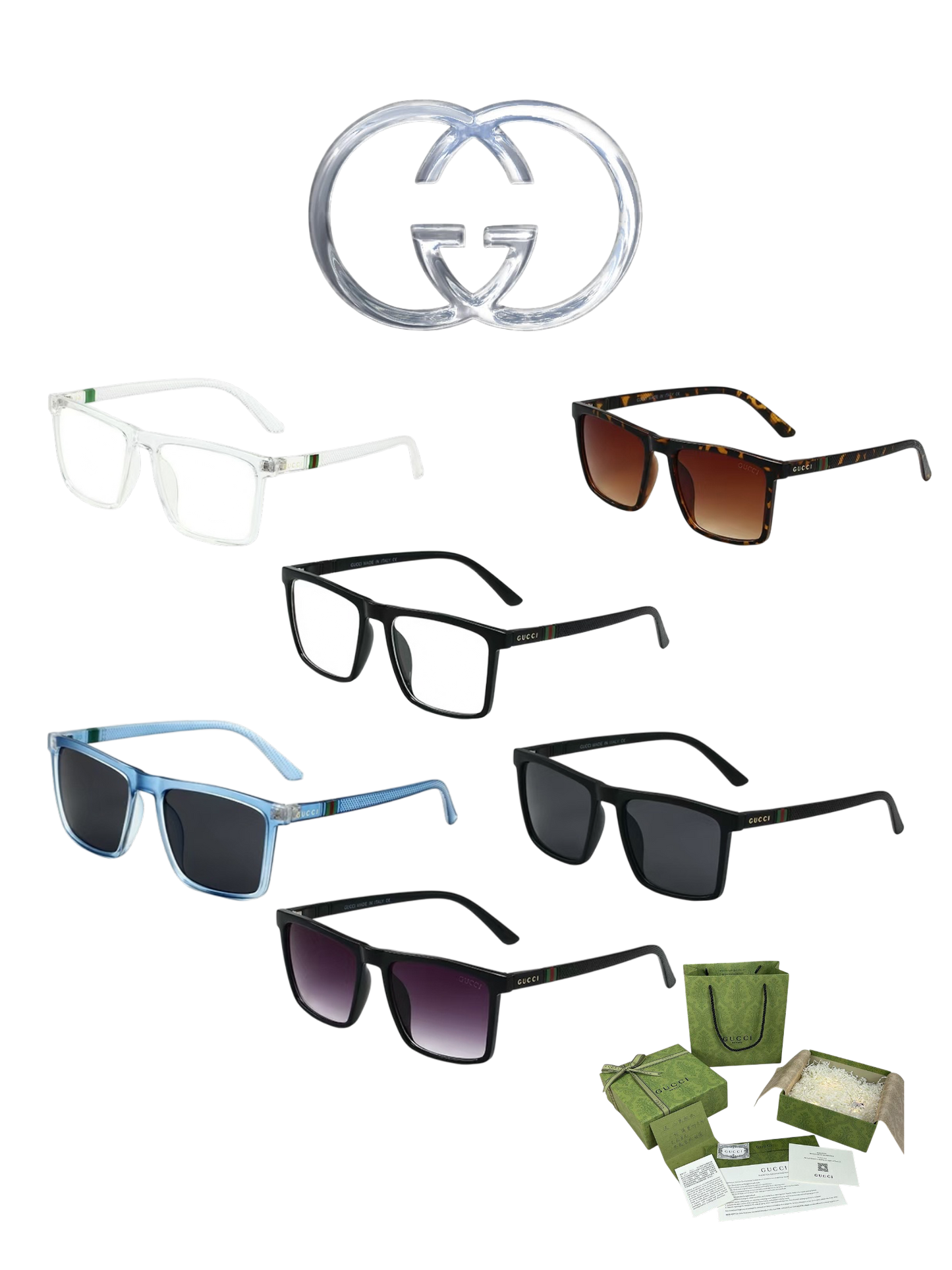 GUCCI SQUARE SUNGLASSES – FULL SET – 1:1 HIGH END