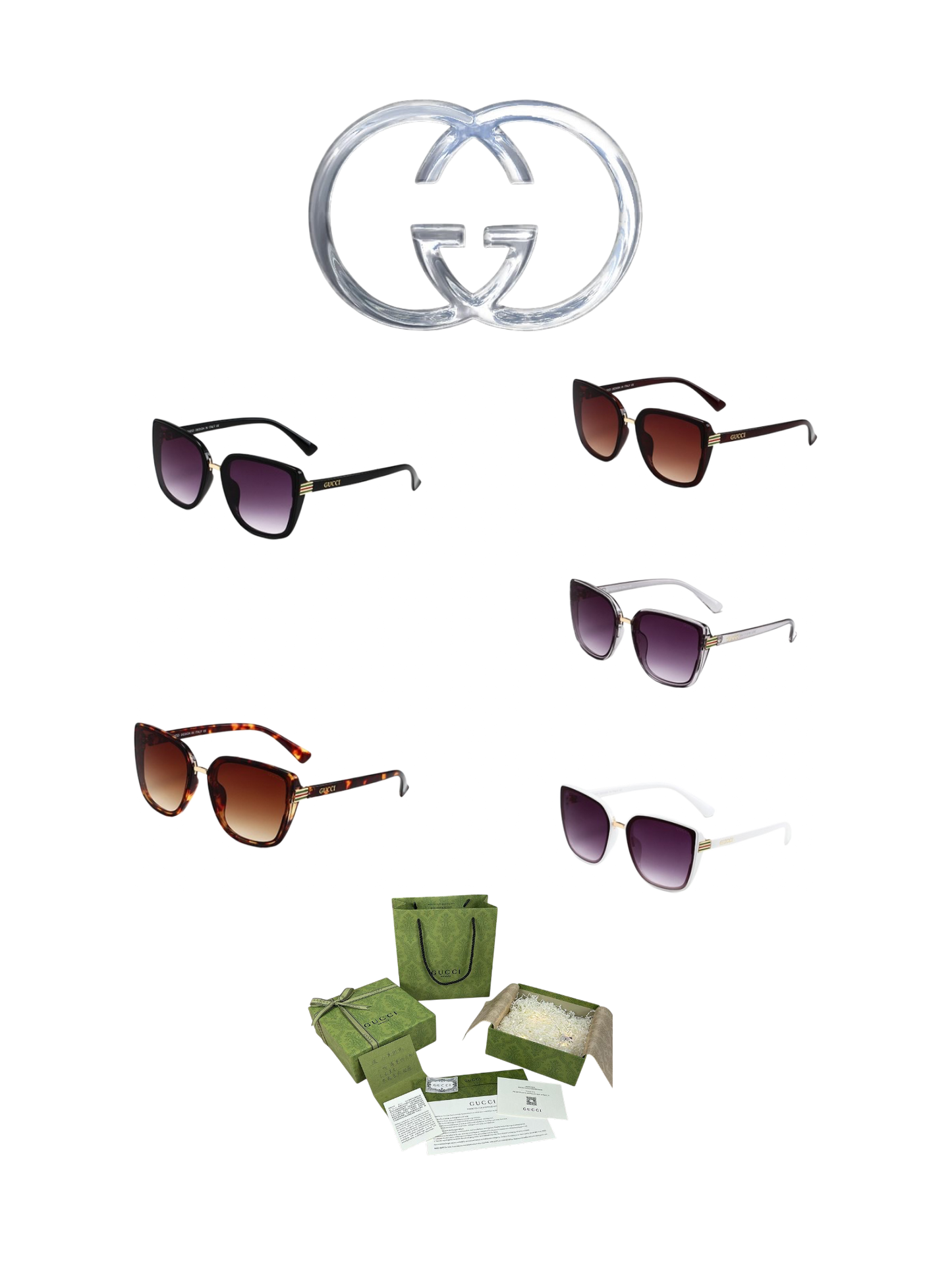 GUCCI CAT EYE SUNGLASSES – FULL SET – 1:1 HIGH END