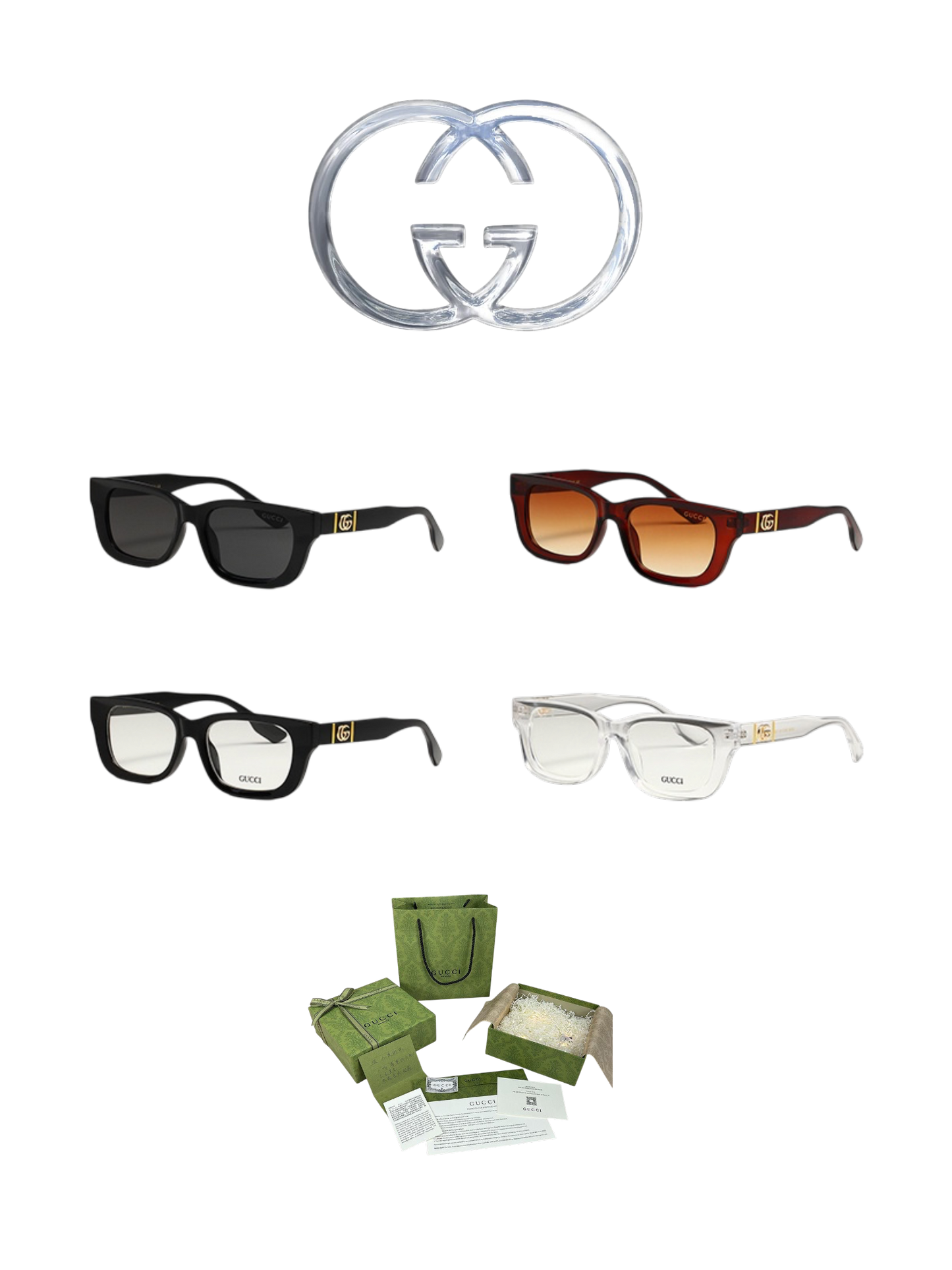GUCCI CAT EYE OPTICAL GLASSES – FULL SET – 1:1 HIGH END