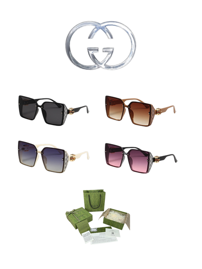 GUCCI OVERSIZED GEOMETRIC SUNGLASSES – FULL SET – 1:1 HIGH END