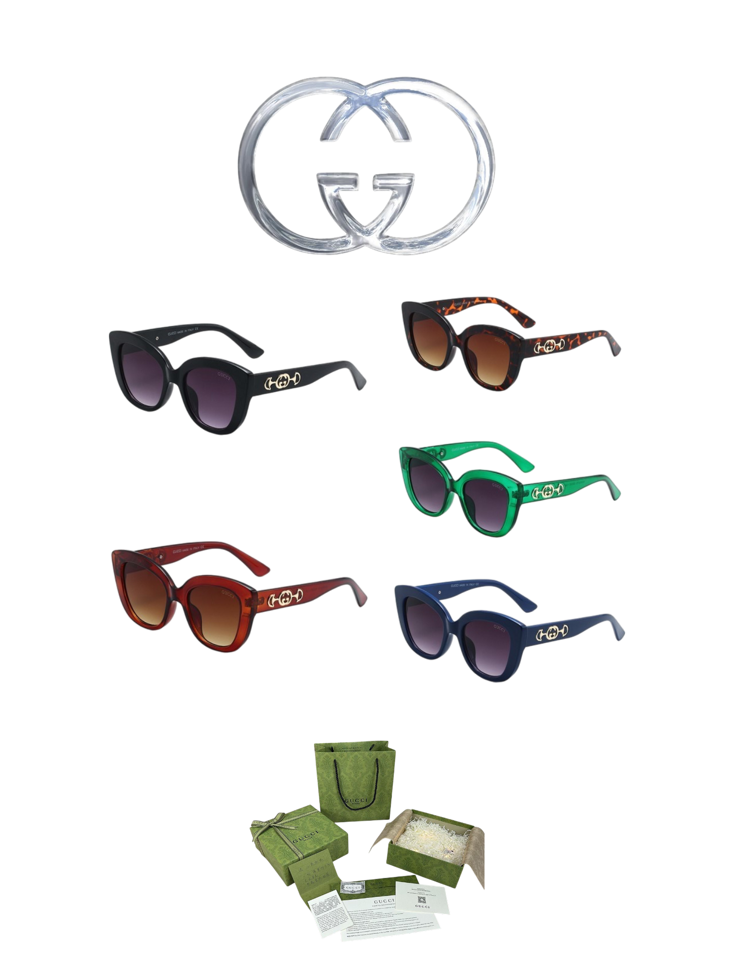 GUCCI ROUND CAT EYE SUNGLASSES – FULL SET – 1:1 HIGH END
