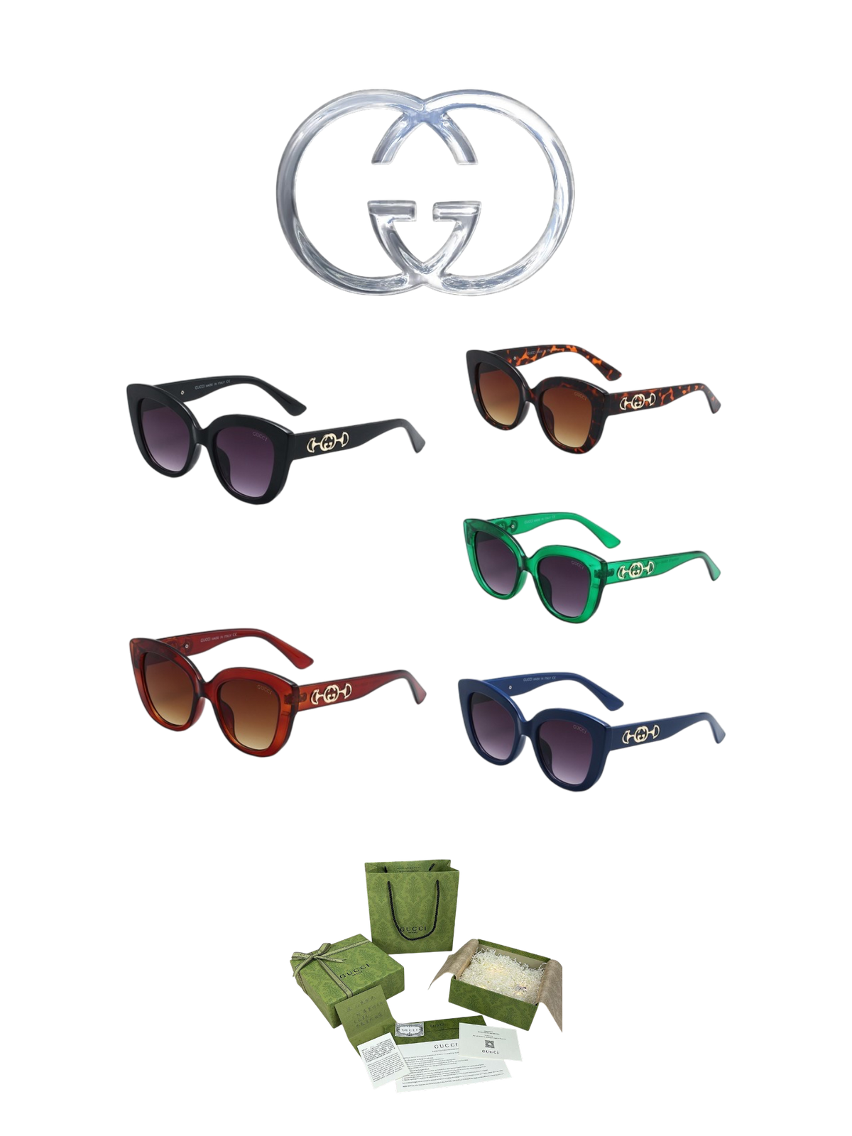 GUCCI ROUND CAT EYE SUNGLASSES – FULL SET – 1:1 HIGH END
