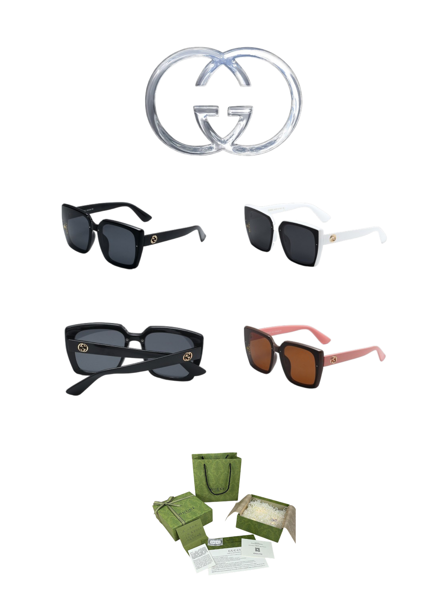 GUCCI OVERSIZED SQUARE SUNGLASSES – FULL SET – 1:1 HIGH END