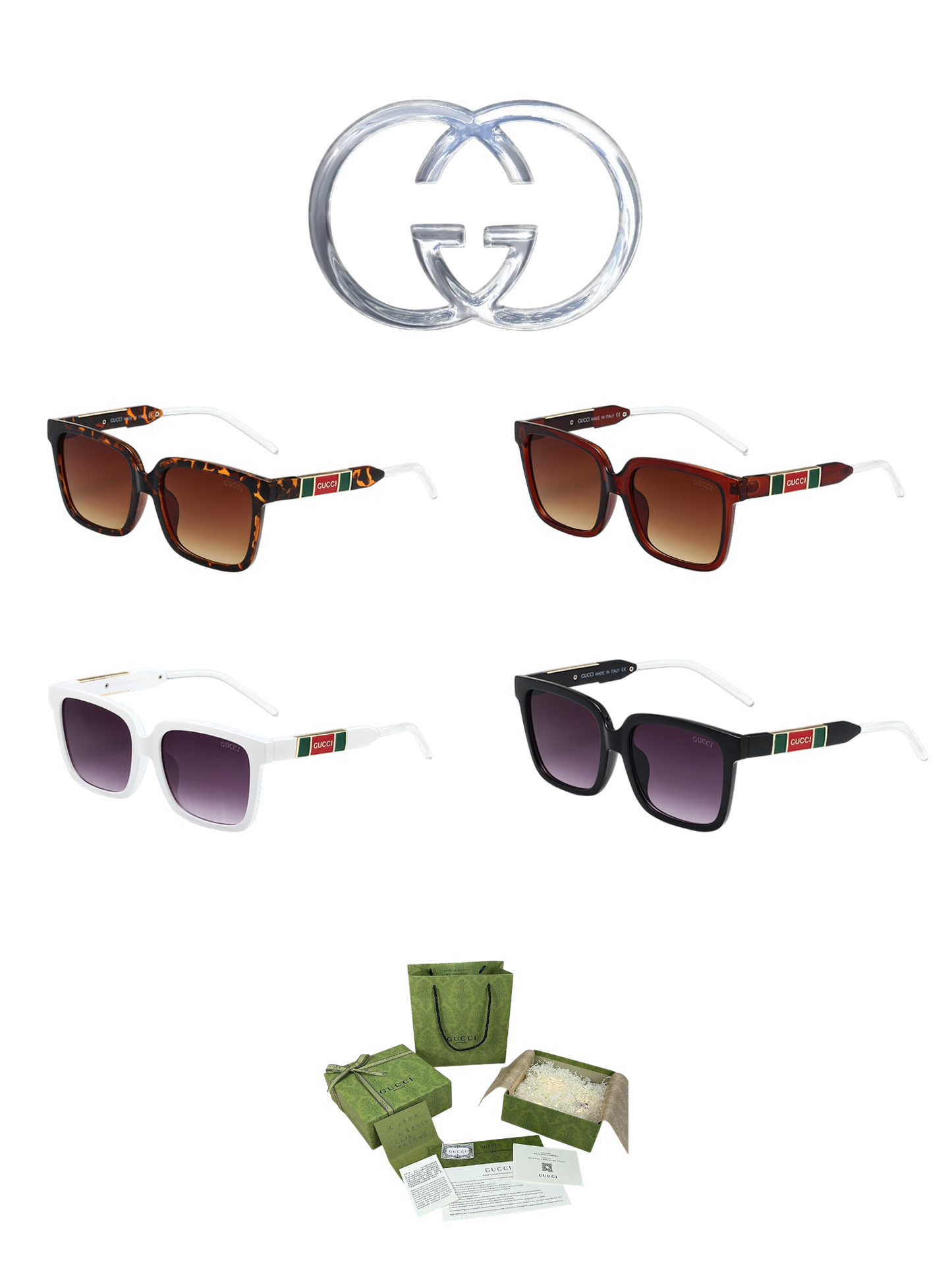 GUCCI OVERSIZED SQUARE SUNGLASSES – FULL SET – 1:1 HIGH END