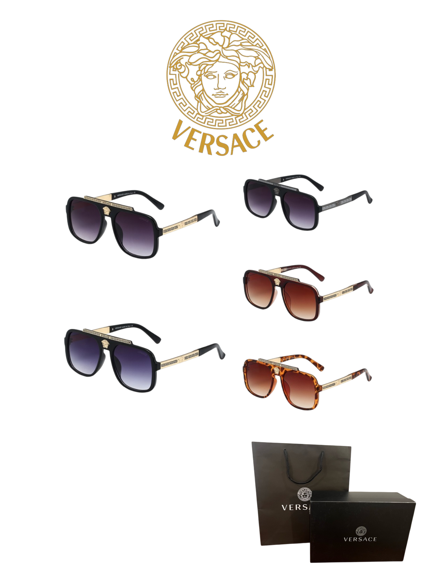 VERSACE VINTAGE AVIATOR SUNGLASSES – FULL SET – 1:1 HIGH END