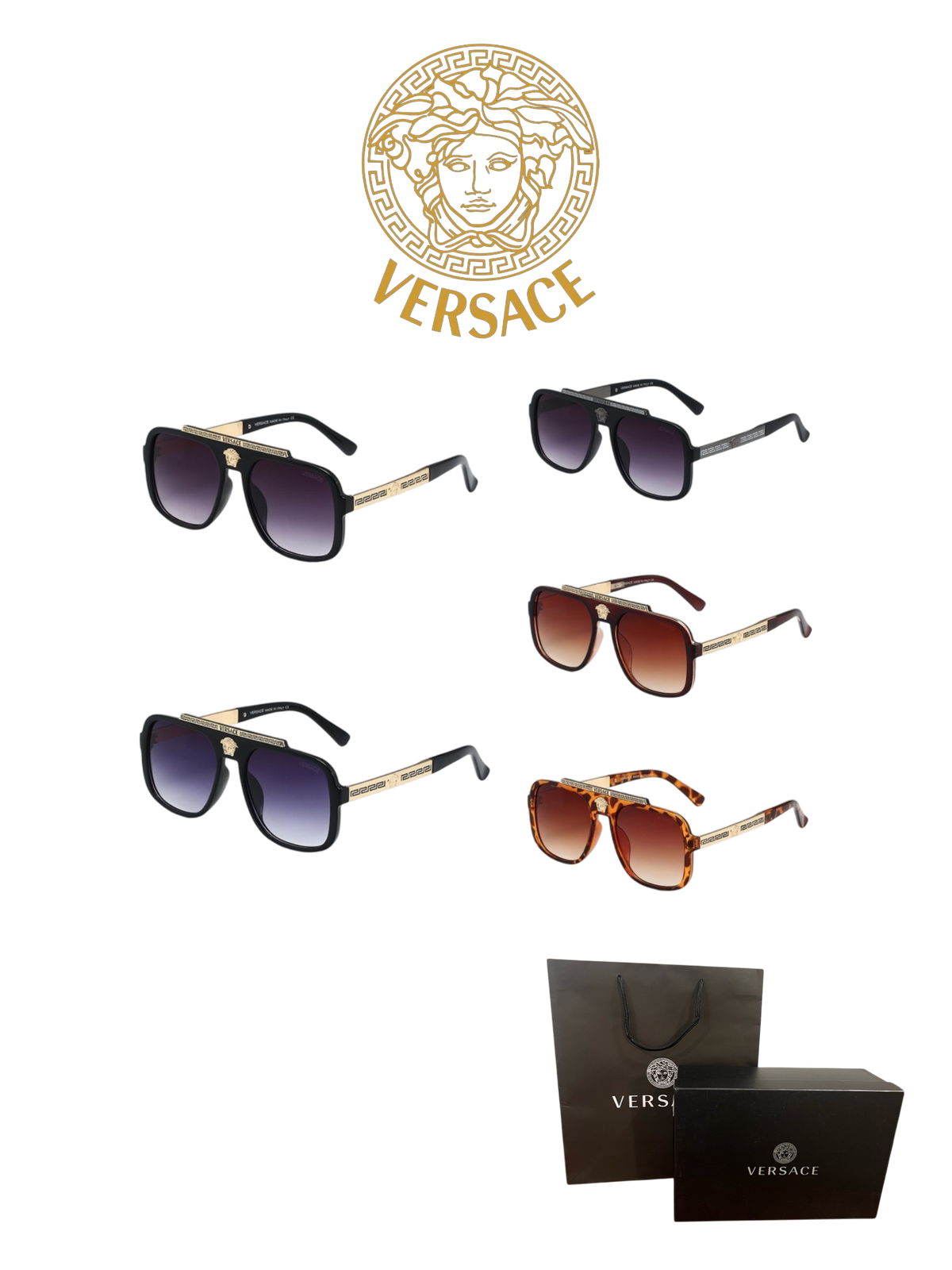 VERSACE VINTAGE AVIATOR SUNGLASSES – FULL SET – 1:1 HIGH END