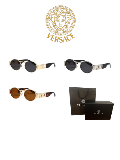 VERSACE NEW CLASSIC RETRO ROUND SUNGLASSES – FULL SET – 1:1 HIGH END