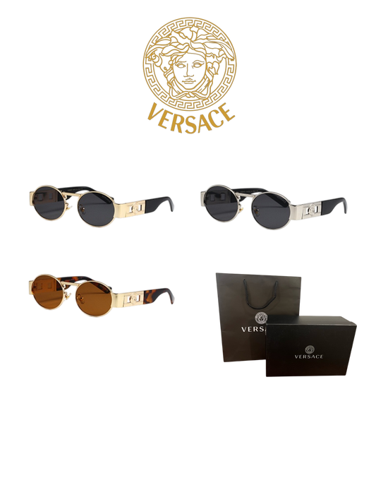 VERSACE NEW CLASSIC RETRO ROUND SUNGLASSES – FULL SET – 1:1 HIGH END