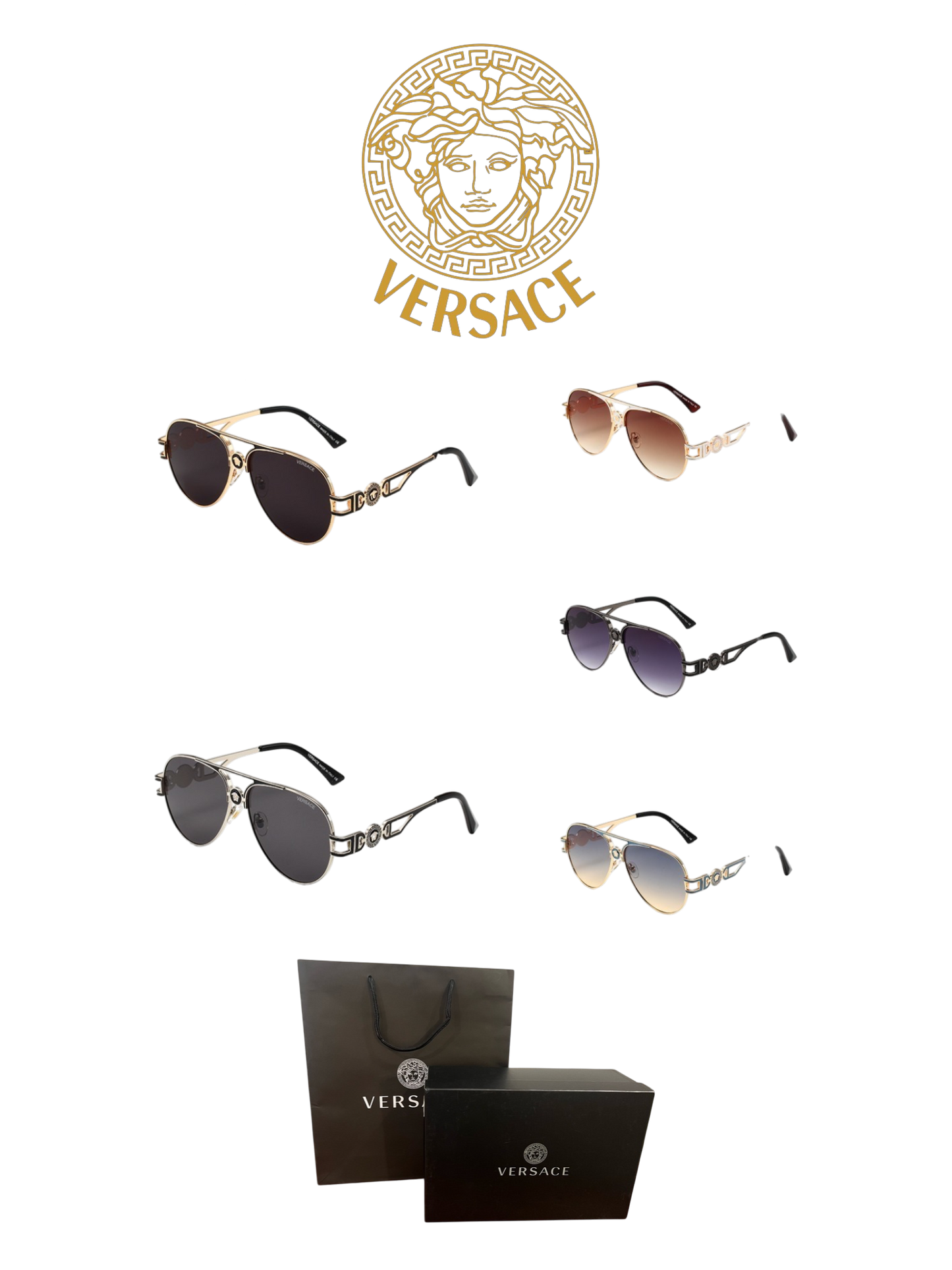 VERSACE LION HEAD SQUARE FRAME GLASSES – FULL SET – 1:1 HIGH END