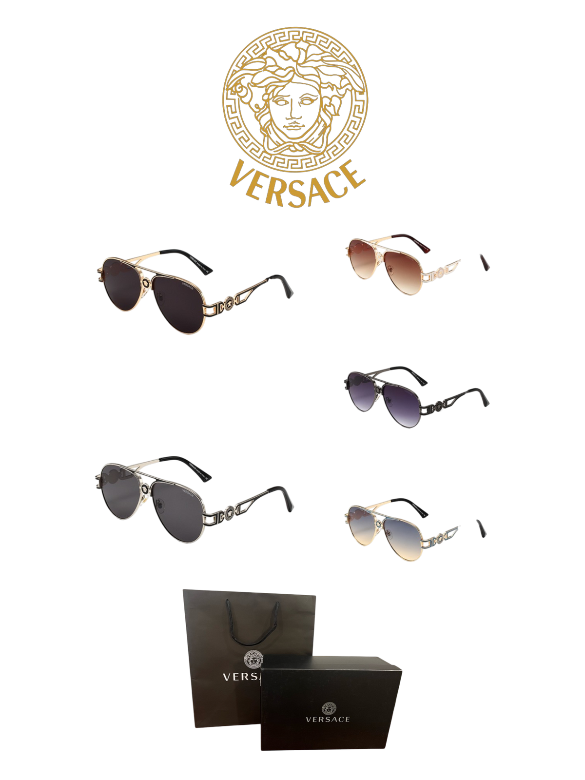 VERSACE LION HEAD SQUARE FRAME GLASSES – FULL SET – 1:1 HIGH END
