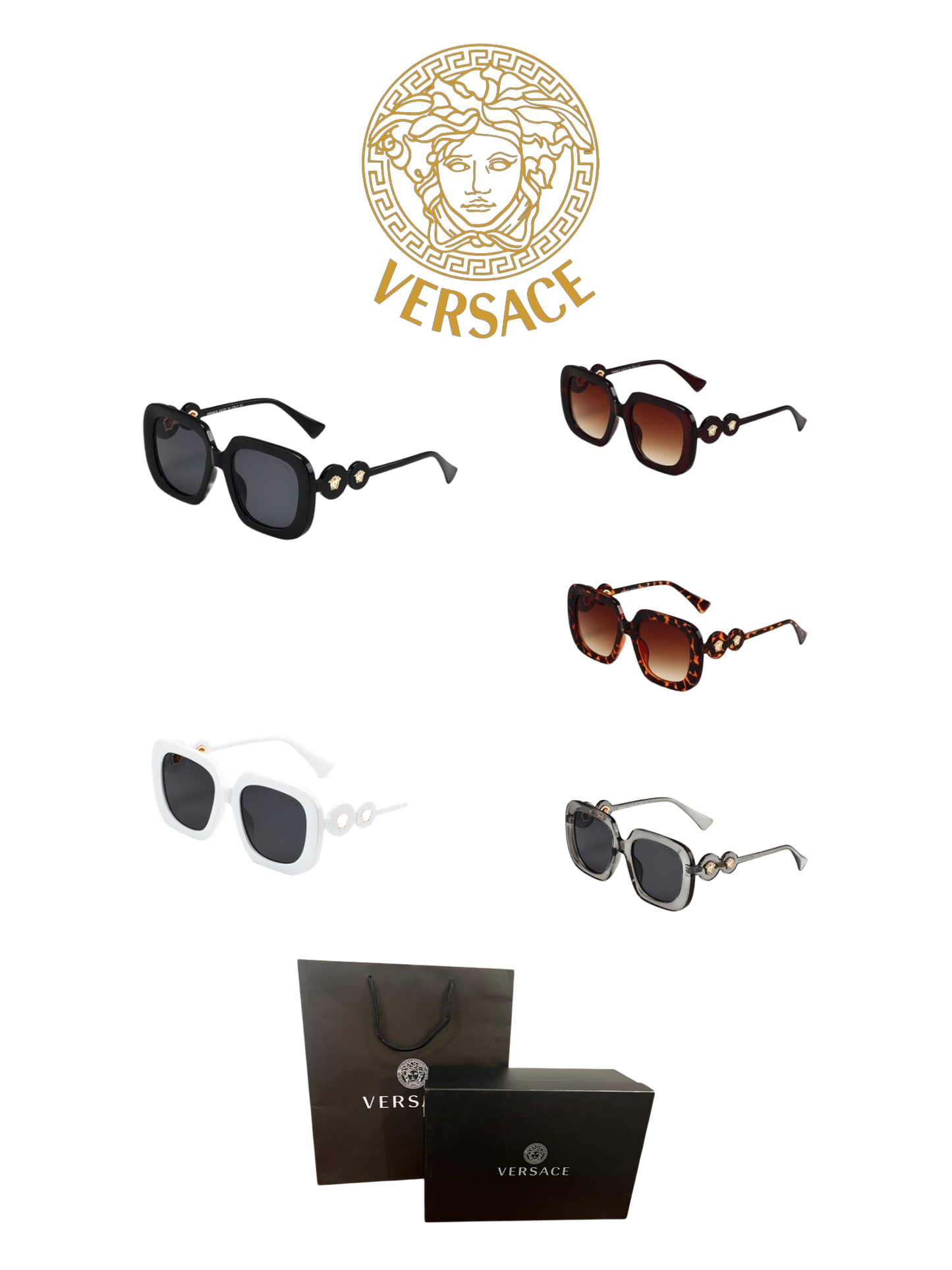 VERSACE OVERSIZED SQUARE SUNGLASSES – FULL SET – 1:1 HIGH END