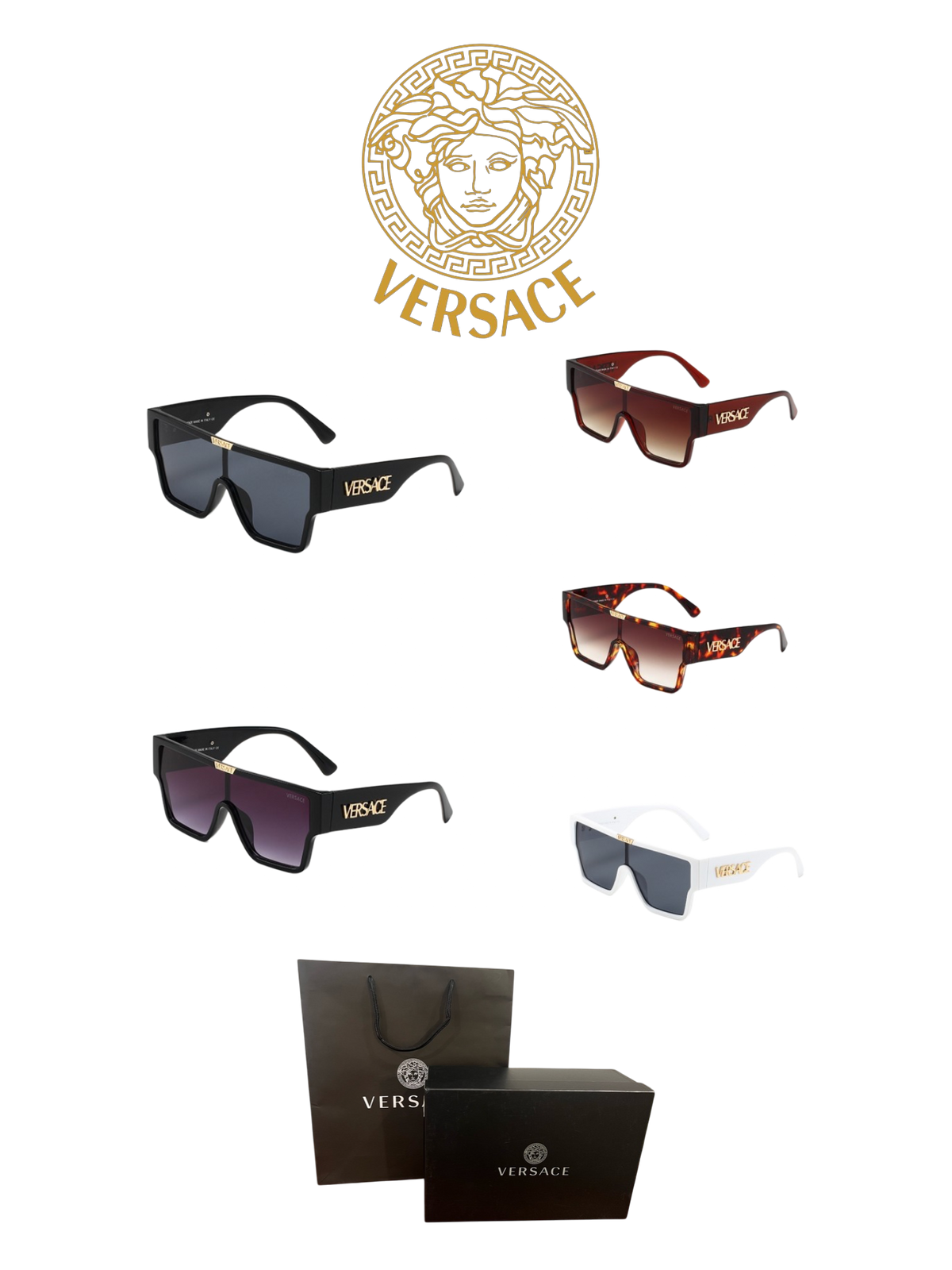 VERSACE OVERSIZED SHIELD SUNGLASSES – FULL SET – 1:1 HIGH END