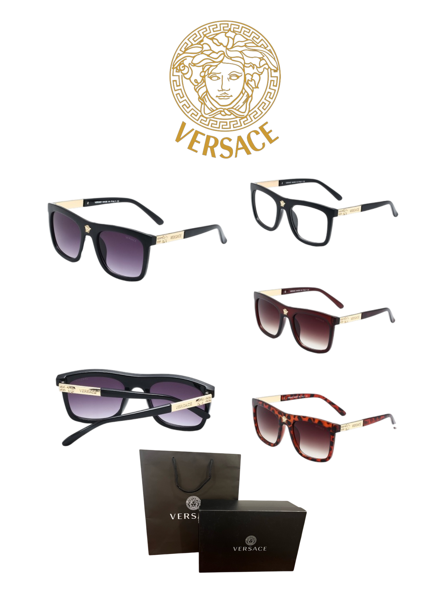 VERSACE RECTANGULAR OPTICAL GLASSES – FULL SET – 1:1 HIGH END
