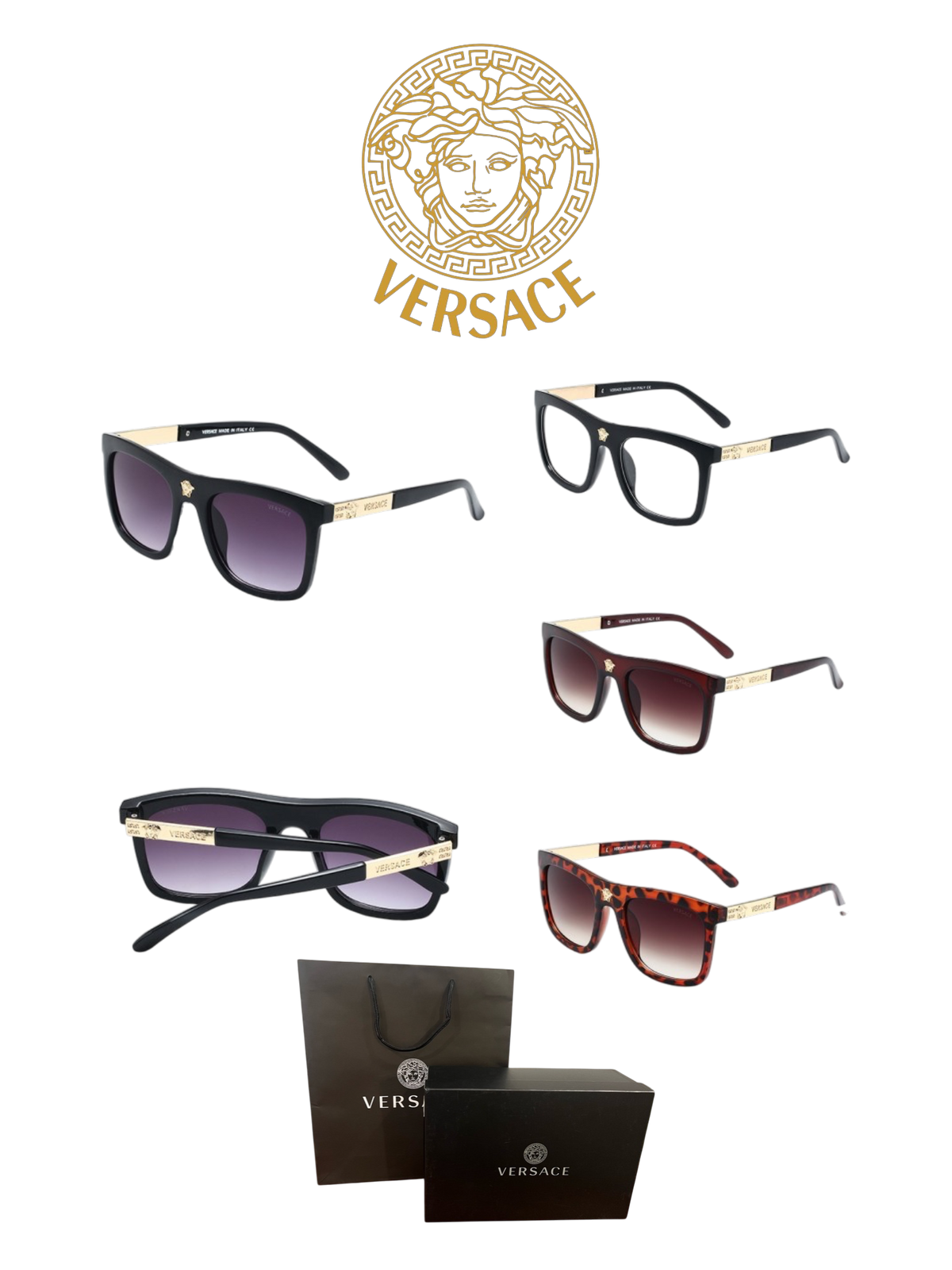 VERSACE RECTANGULAR OPTICAL GLASSES – FULL SET – 1:1 HIGH END
