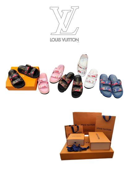 LOUIS VUITTON MONOGRAM CHERRY DOUBLE STRAP SLIDES – FULL SET – 1:1 HIGH END