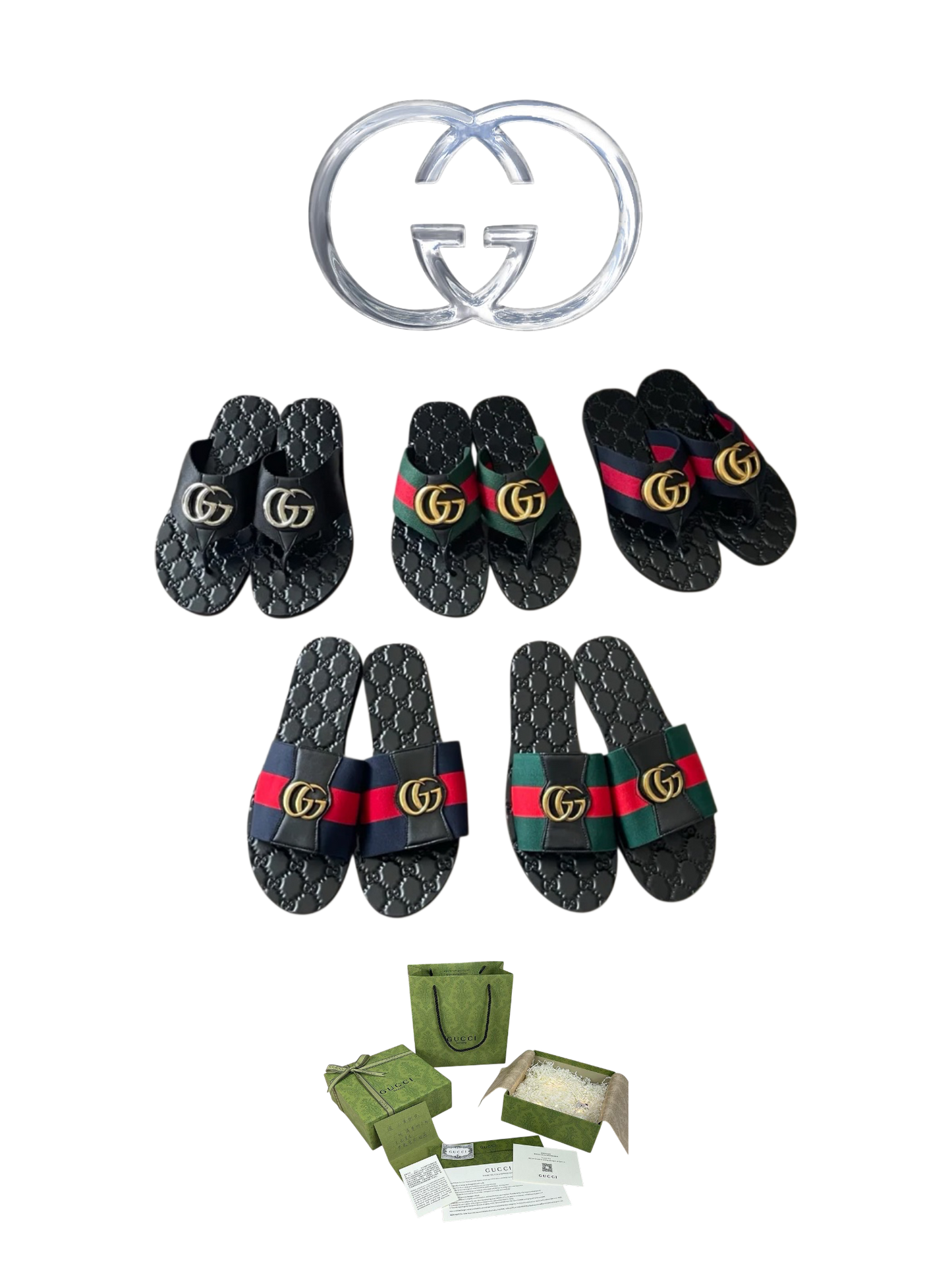 GUCCI GG LOGO SLIDES – FULL SET – 1:1 HIGH END
