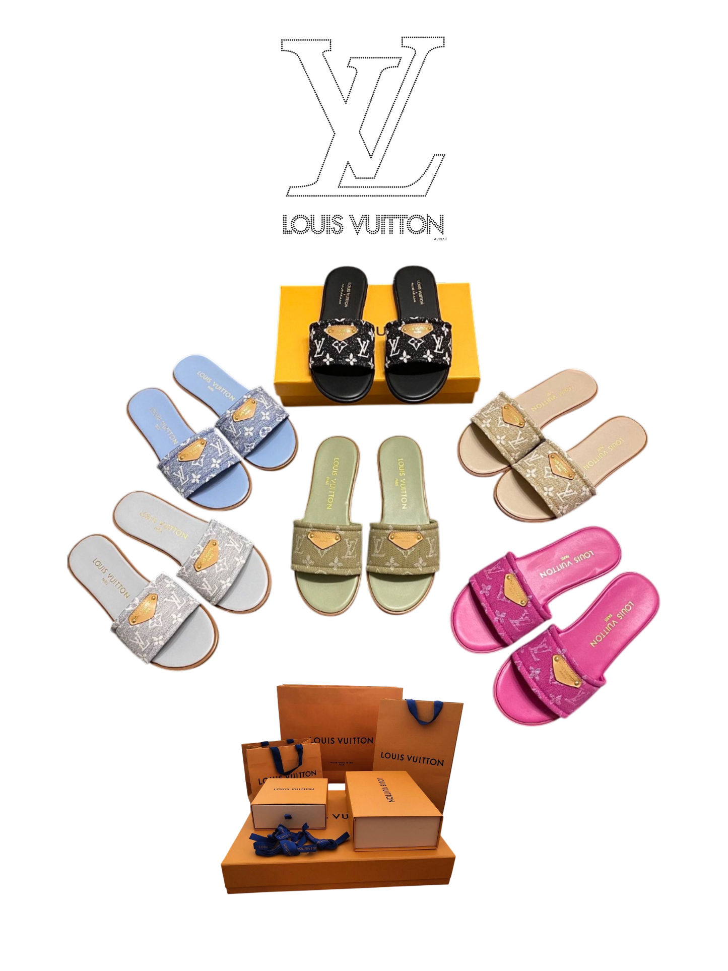 LOUIS VUITTON MONOGRAM SLIDE SANDALS – FULL SET – 1:1 HIGH END