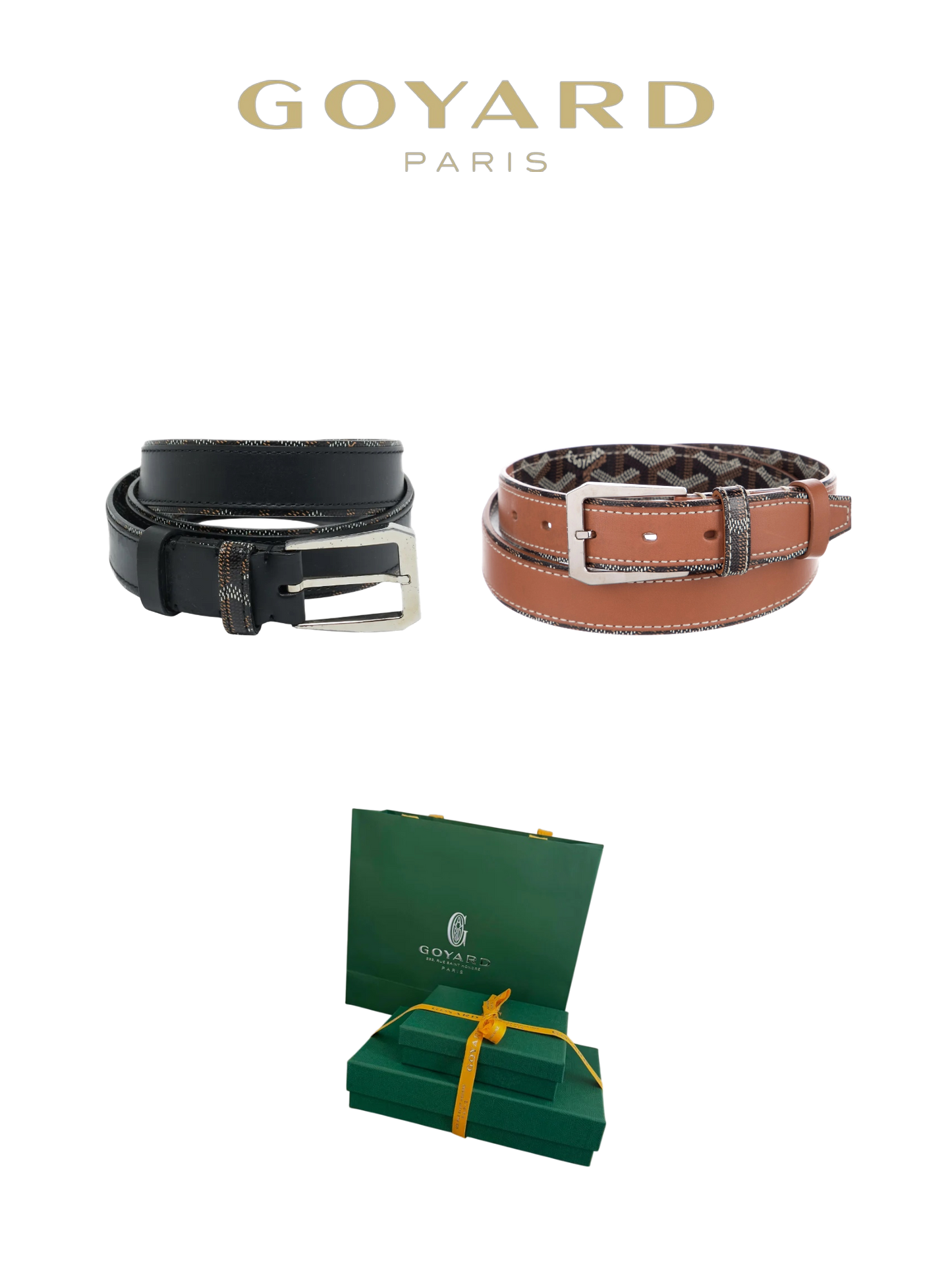 GOYARD CLASSIC LEATHER BELT – FULL SET – 1:1 HIGH END