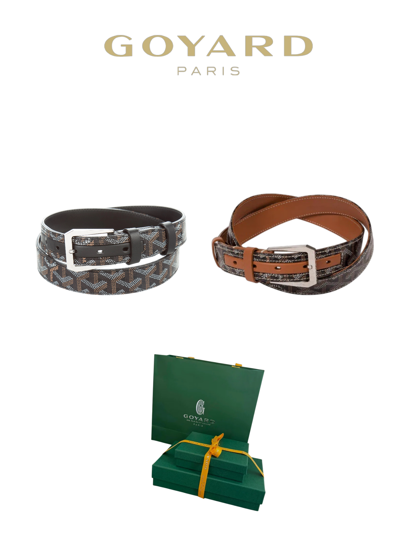 GOYARD GOYARDINE LEATHER BELT – FULL SET – 1:1 HIGH END