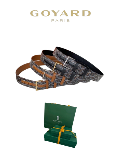 GOYARD CLASSIC REVERSIBLE LEATHER BELT – SILVER BUCKLE – FULL SET – 1:1 HIGH END