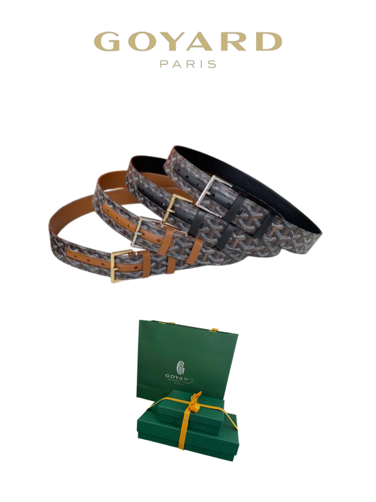 GOYARD CLASSIC REVERSIBLE LEATHER BELT – SILVER BUCKLE – FULL SET – 1:1 HIGH END