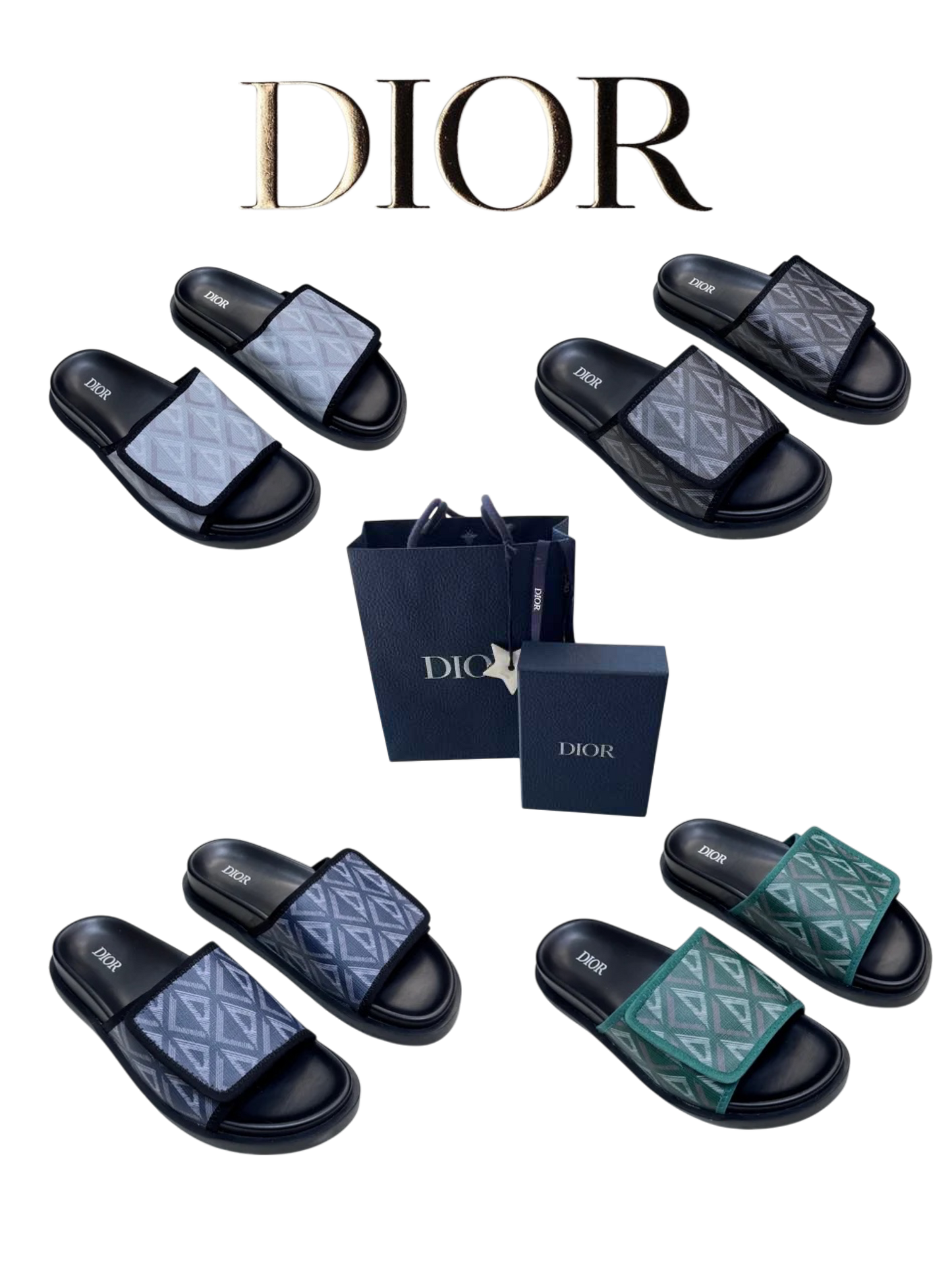 DIOR D-WANDER SLIDES – OBLIQUE JACQUARD – FULL SET – 1:1 HIGH END
