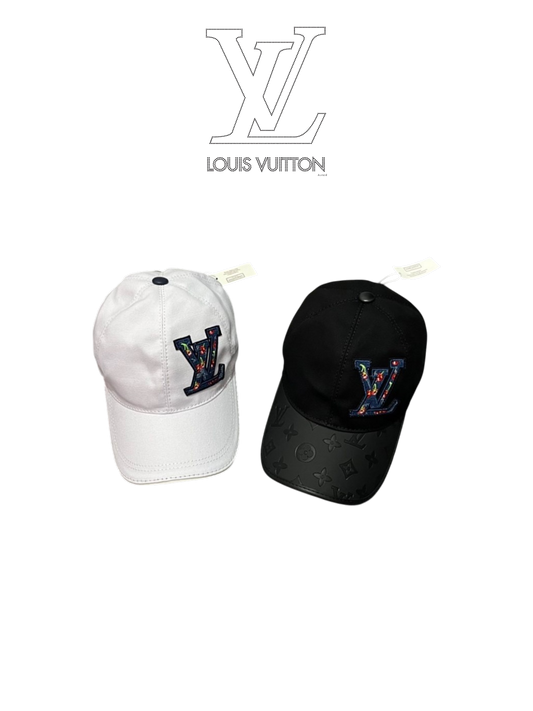 LOUIS VUITTON LEAGUE LV BASEBALL CAP – MULTICOLOR FLOWER EMBROIDERY – BLACK / WHITE – 1:1 HIGH END