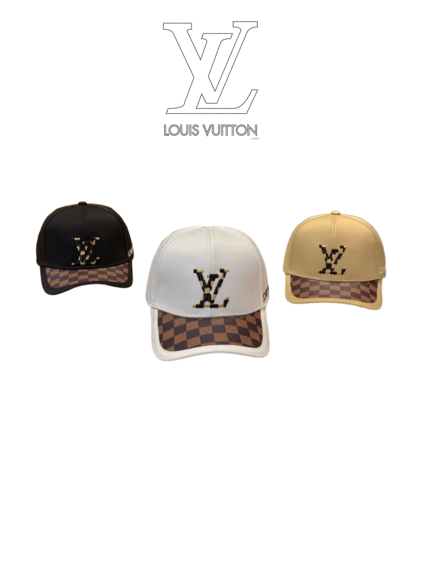 LOUIS VUITTON PIXEL LV DAMIER BASEBALL CAP – WHITE / BLACK / BEIGE – 1:1 HIGH END