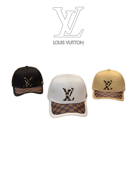 LOUIS VUITTON PIXEL LV DAMIER BASEBALL CAP – WHITE / BLACK / BEIGE – 1:1 HIGH END